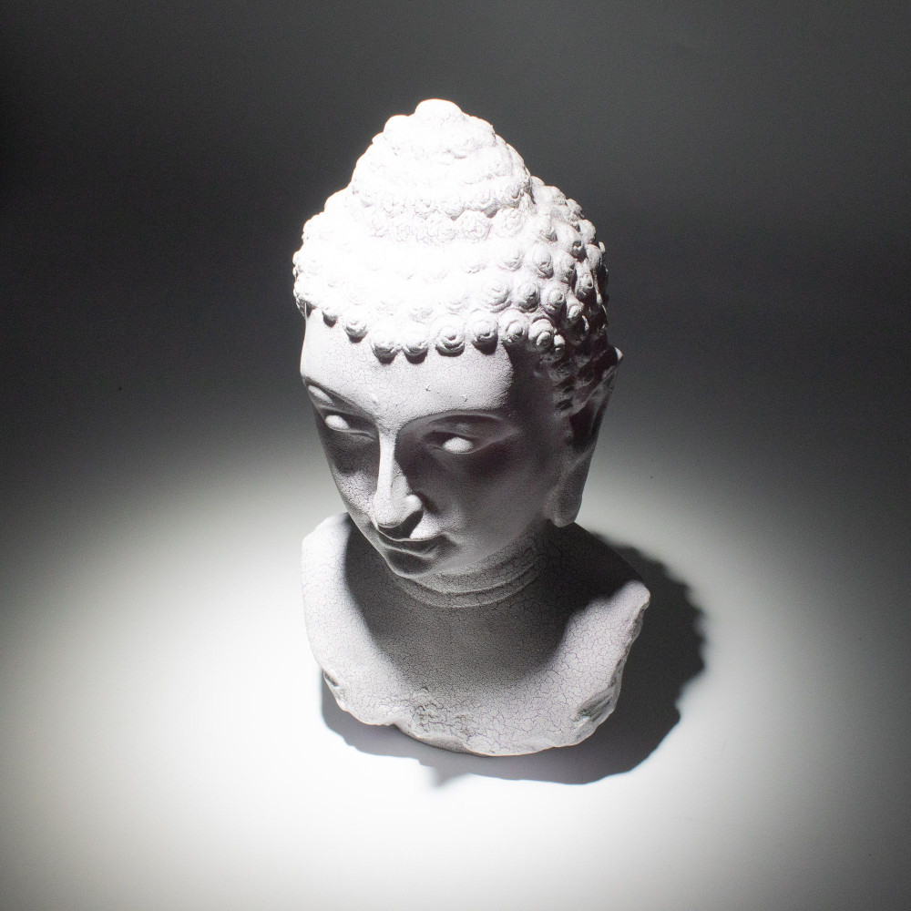 Lampe buste de Bouddha Lavande Craquelée - Pied ovale