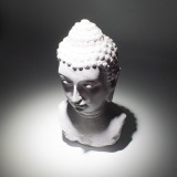 Lampe buste de Bouddha Lavande Craquelée - Pied ovale