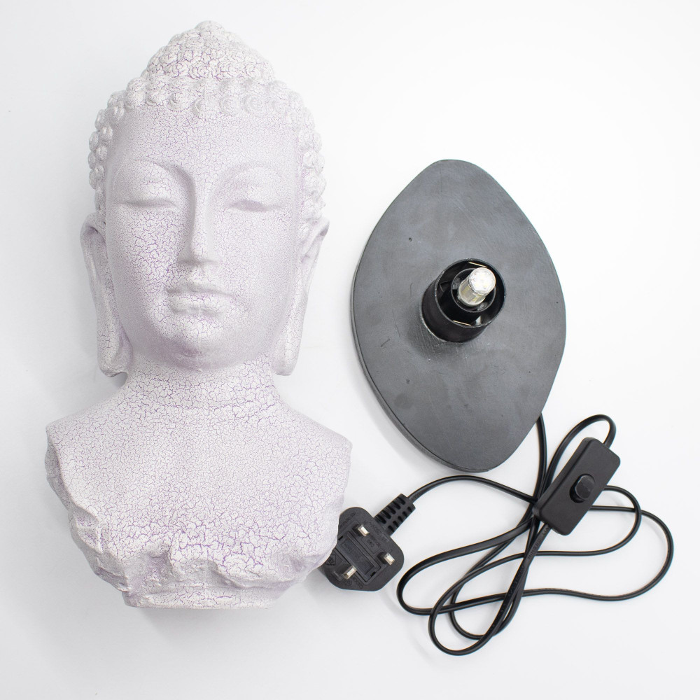 Lampe buste de Bouddha Lavande Craquelée - Pied ovale