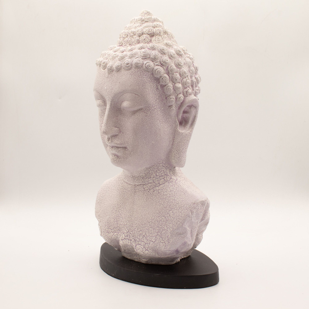 Lampe buste de Bouddha Lavande Craquelée - Pied ovale