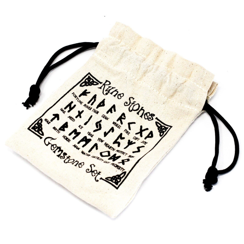 Ensemble de pierres runiques dans une pochette - Agate noire