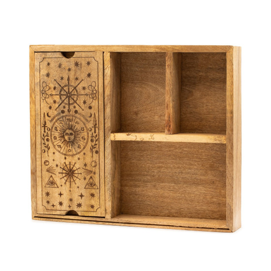 Coffret de tarot à quatre compartiments avec porte-cartes