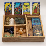 Coffret de tarot à quatre compartiments avec porte-cartes