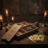 Coffret de tarot à quatre compartiments avec porte-cartes