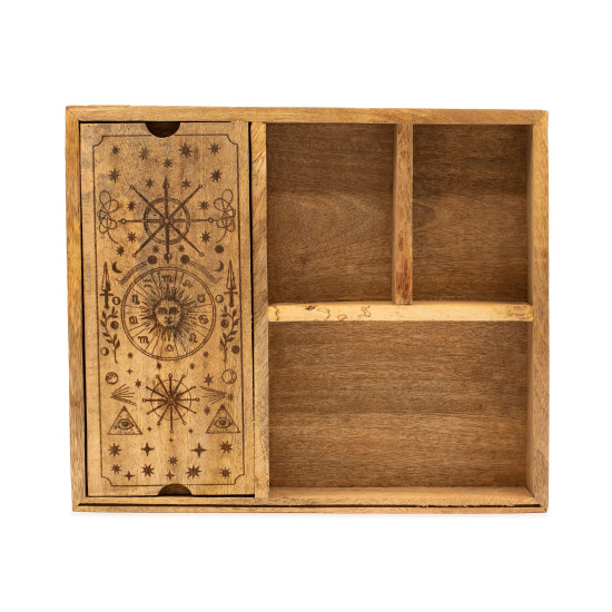 Coffret de tarot à quatre compartiments avec porte-cartes