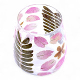 Verre à motif floral naturel - Vase porte-bougie - Primavera - (12x11cm)