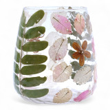Verre à motif floral naturel - Vase porte-bougie - Primavera - (12x11cm)