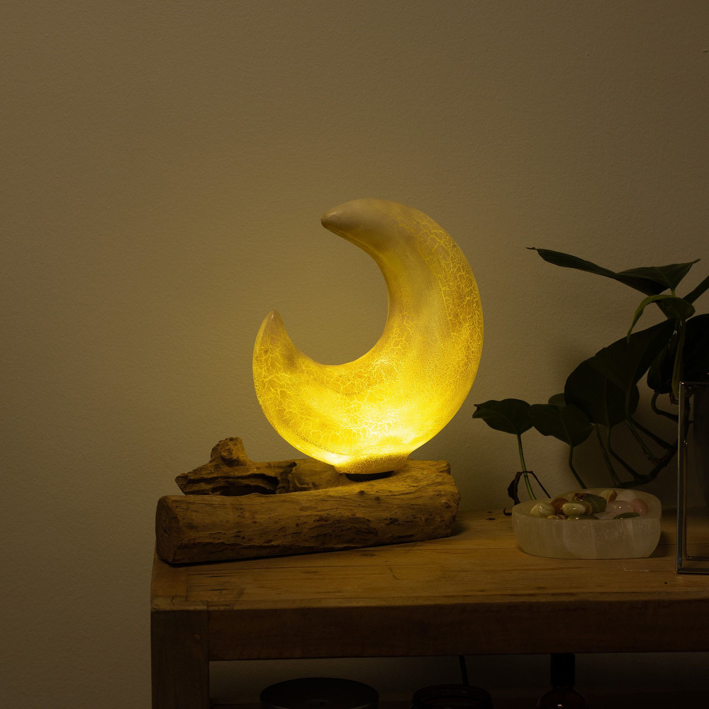 Abat-jour demi-lune craquelé DriftGlow - Gris