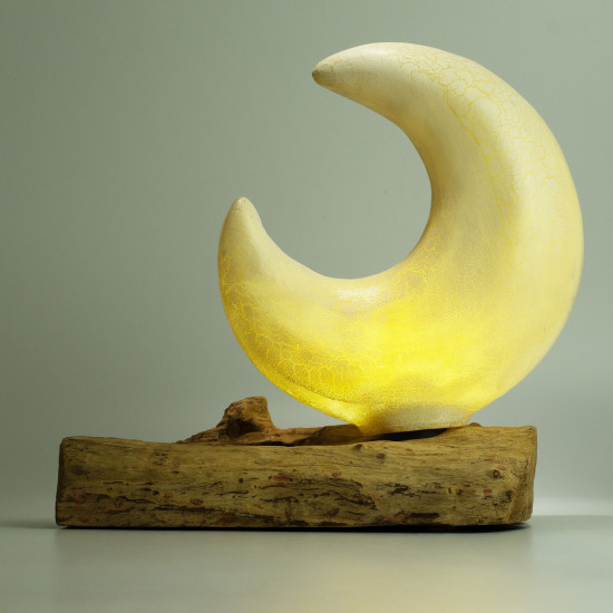 Abat-jour demi-lune craquelé DriftGlow - Gris