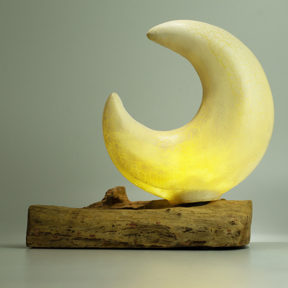 Abat-jour demi-lune craquelé DriftGlow - Gris