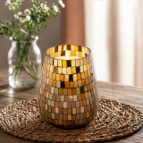 Bougies en pot de verre haut - Mosaïque Ambre