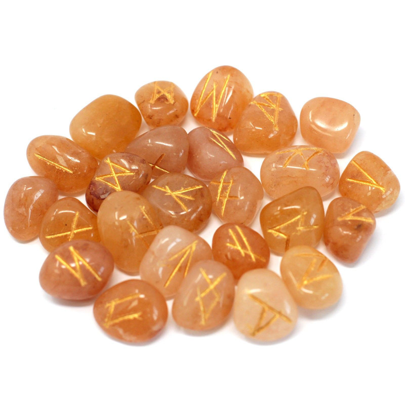 Ensemble de pierres runiques en pochette - Aventurine jaune