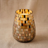 Bougies en pot de verre haut - Mosaïque Ambre