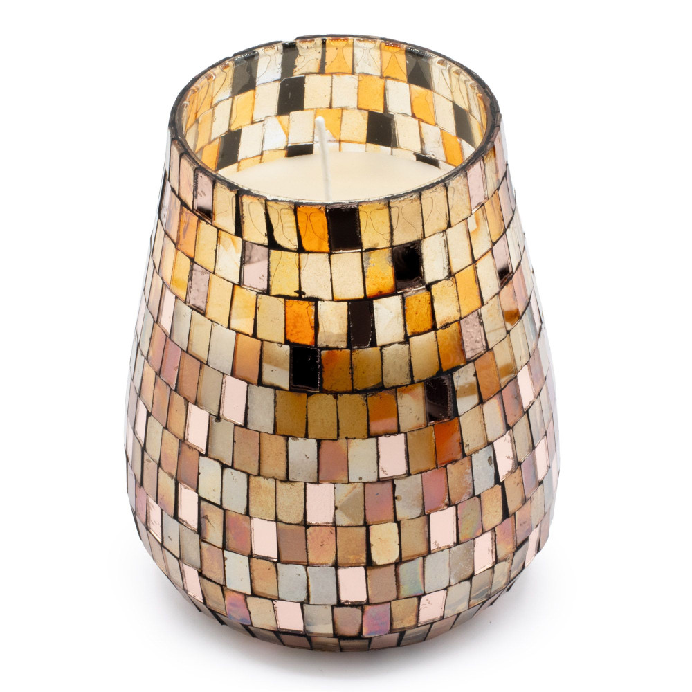 Bougies en pot de verre haut - Mosaïque Ambre