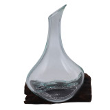 Mini carafe en verre fondu sur bois 20 cm