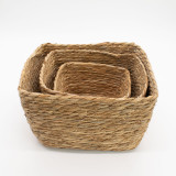 Paniers carrés en jonc de mer - Naturel - Lot de 3