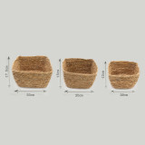 Paniers carrés en jonc de mer - Naturel - Lot de 3
