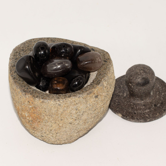 Pot de mise à la terre en pierre de rivière naturelle - Moyen (environ 12 x 8 cm)