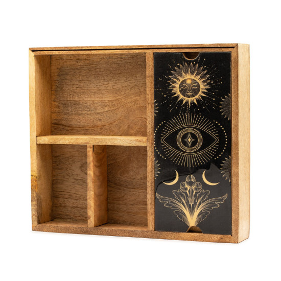 Coffret de tarot à quatre compartiments avec porte-cartes