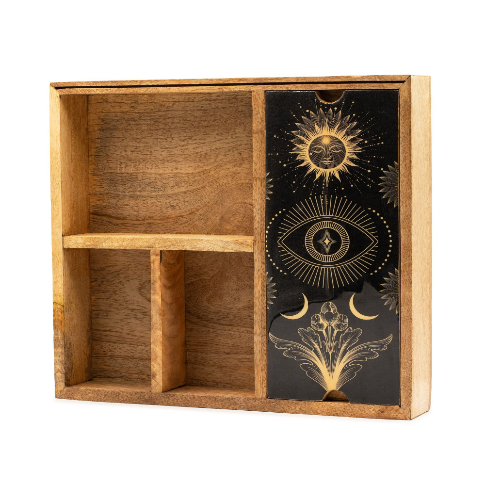 Coffret de tarot à quatre compartiments avec porte-cartes