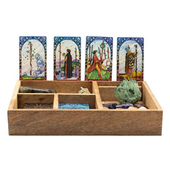 Coffret de tarot à quatre compartiments avec porte-cartes