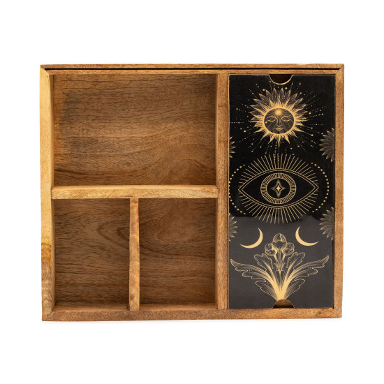Coffret de tarot à quatre compartiments avec porte-cartes