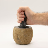 Pilon et mortier décoratifs en pierre de rivière naturelle - Petit (env. 9x7cm)