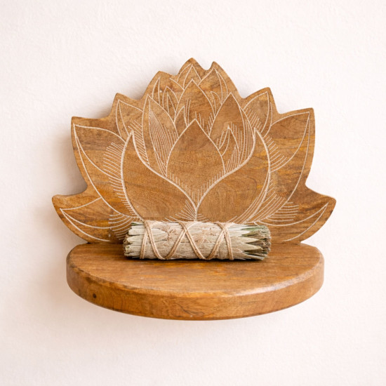 Étagère murale Lotus, blanchie