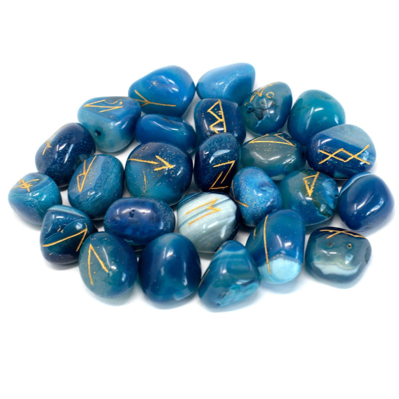 Ensemble de pierres runiques dans une pochette - Onyx bleu