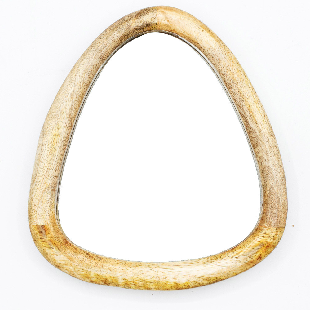 Ensemble de 3 miroirs en forme de galet - Finition bois clair
