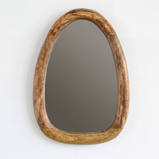 Ensemble de 3 miroirs en forme de galet - Finition bois clair