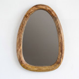 Ensemble de 3 miroirs en forme de galet - Finition bois clair