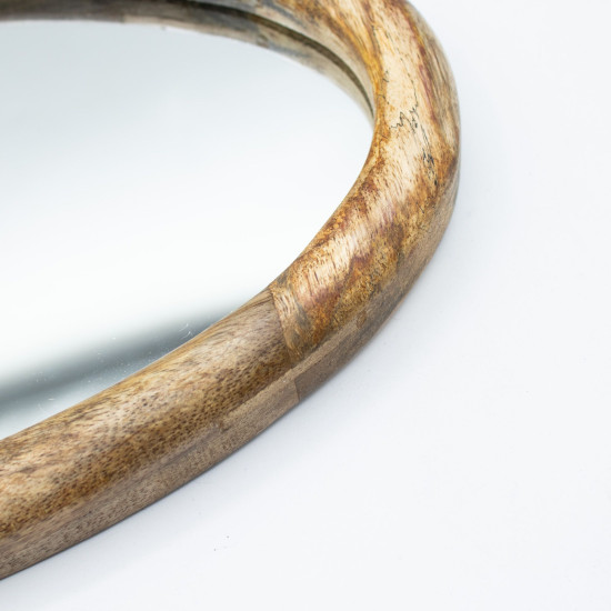 Ensemble de 3 miroirs en forme de galet - Finition bois clair