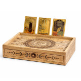 Coffret de tarot sculpté Soleil et Lune avec tiroir
