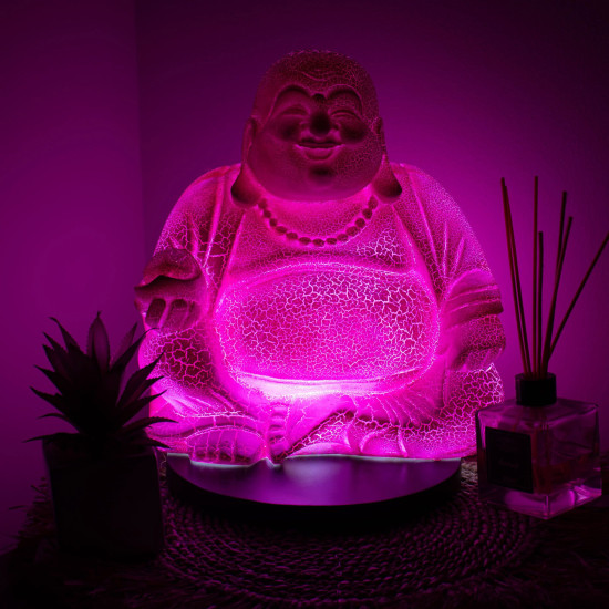 Lampe Bouddha rieur Fruit du dragon - Support rond