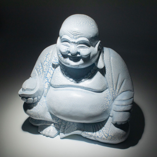 Lampe Bouddha rieur bleu ciel - Pied rond