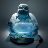 Lampe Bouddha rieur bleu ciel - Pied rond