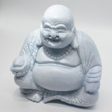 Lampe Bouddha rieur bleu ciel - Pied rond