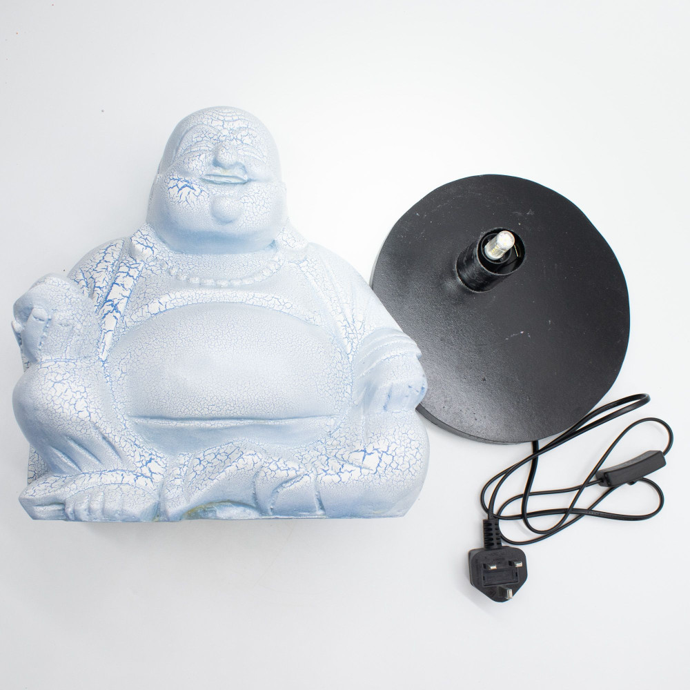 Lampe Bouddha rieur bleu ciel - Pied rond