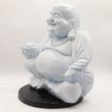 Lampe Bouddha rieur bleu ciel - Pied rond
