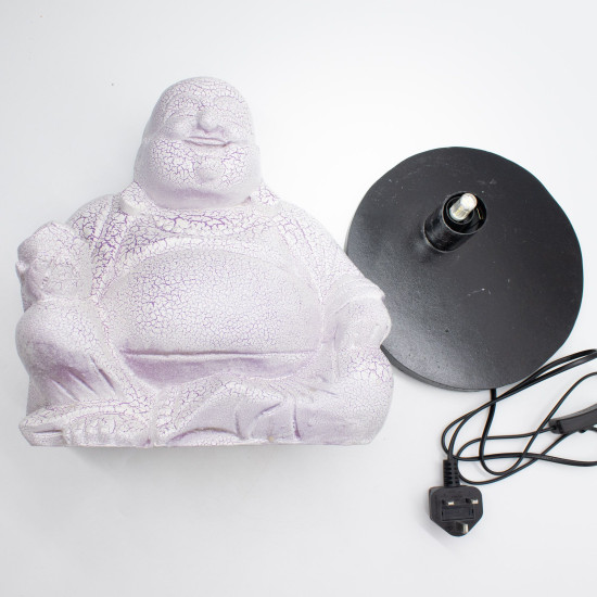 Lampe Bouddha rieur Lavande Craquante - Pied rond