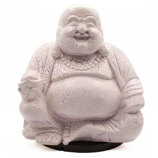 Lampe Bouddha rieur Lavande Craquante - Pied rond