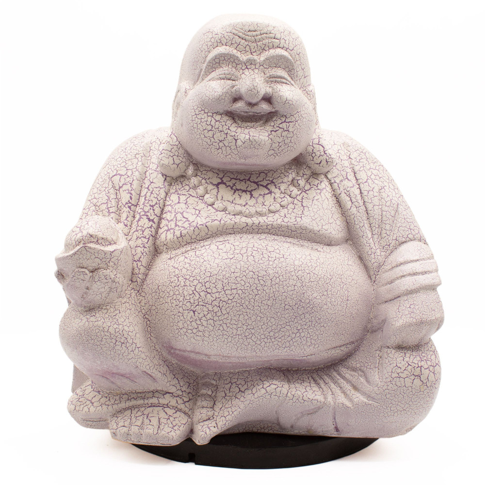 Lampe Bouddha rieur Lavande Craquante - Pied rond