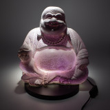 Lampe Bouddha rieur Lavande Craquante - Pied rond