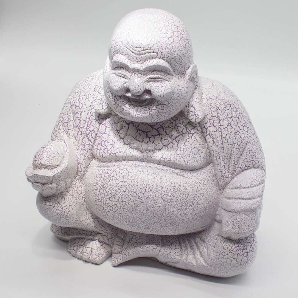 Lampe Bouddha rieur Lavande Craquante - Pied rond
