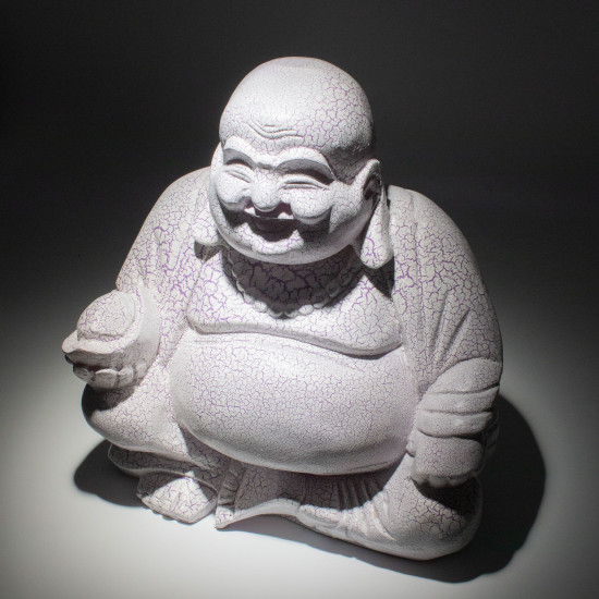 Lampe Bouddha rieur Lavande Craquante - Pied rond