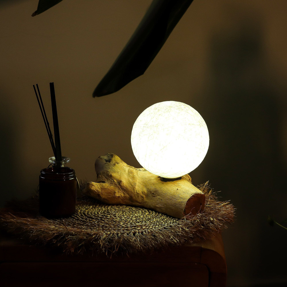 Lampe DriftGlow Coton Luna Abat-jour ivoire