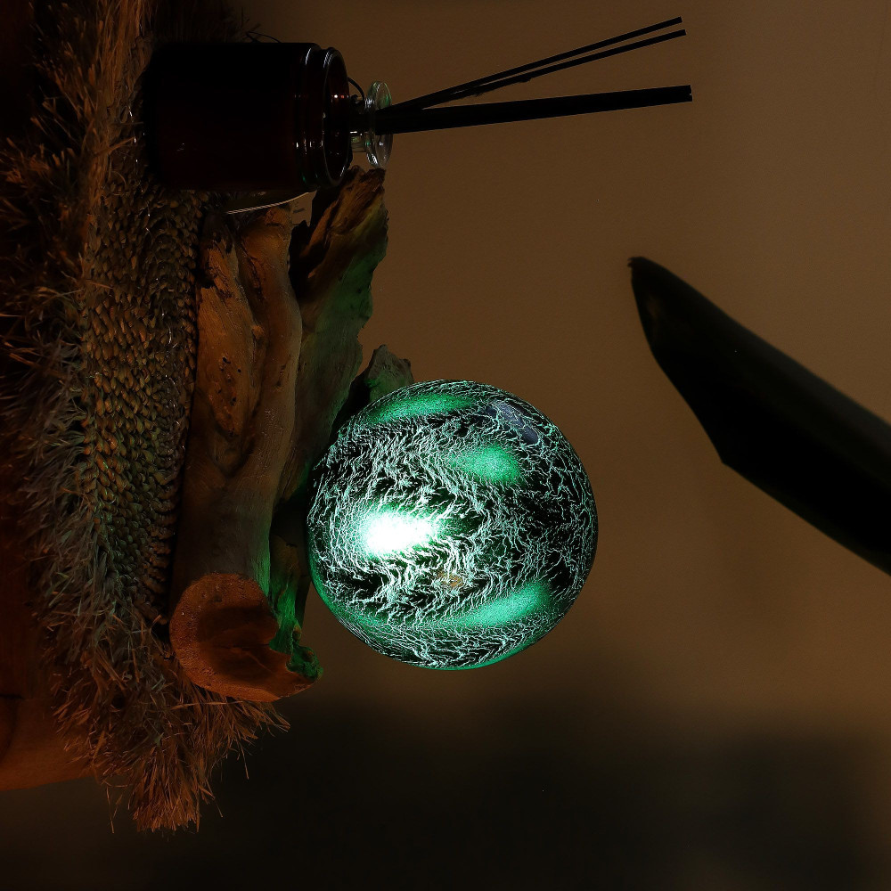 Lampe DriftGlow Abat-jour émeraude craquelé