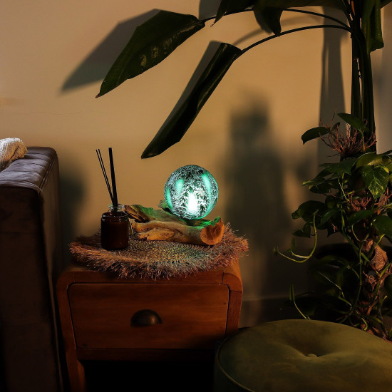 Lampe DriftGlow Abat-jour émeraude craquelé