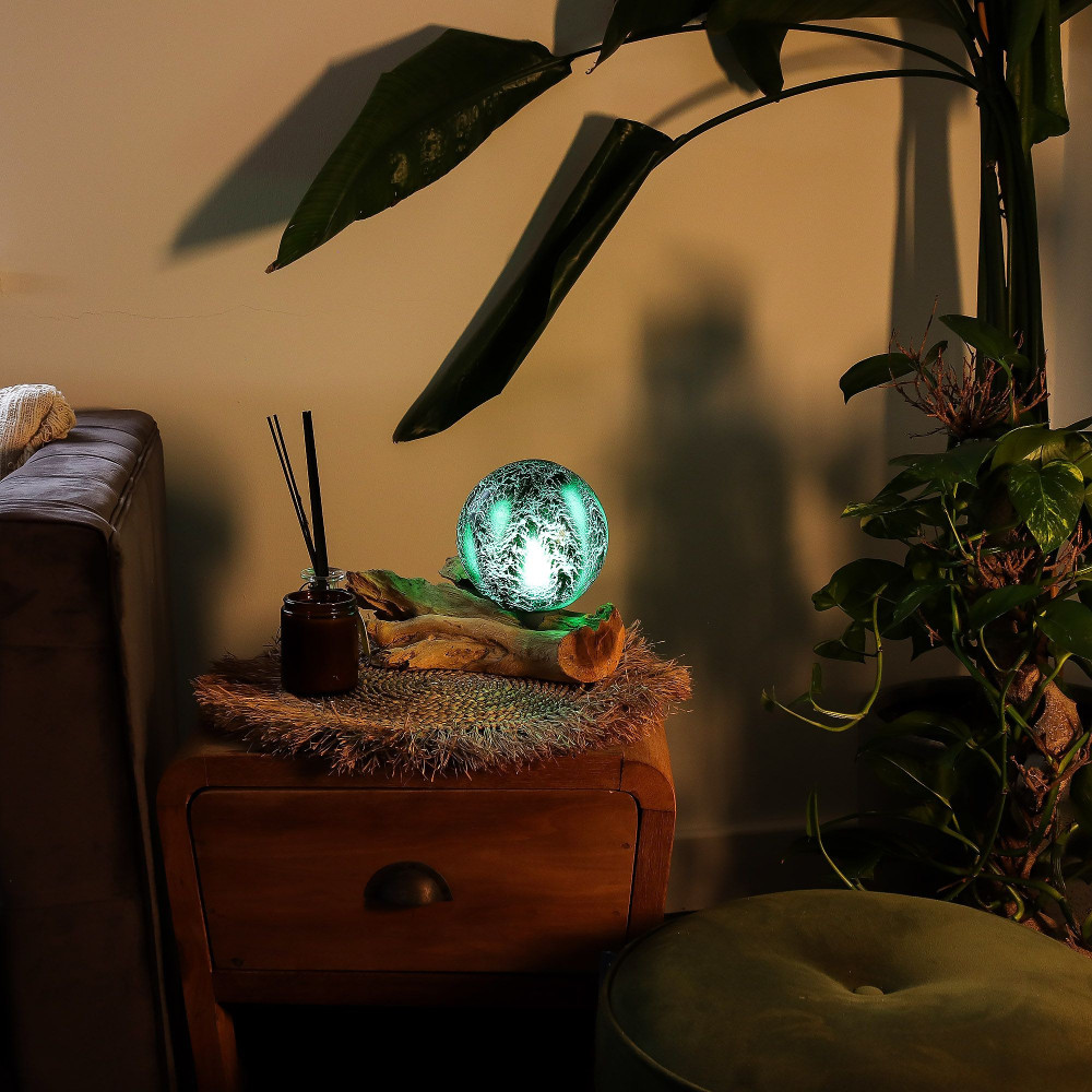Lampe DriftGlow Abat-jour émeraude craquelé